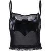 Bat Pattern PU Leather Mesh Crop Top - Modakawa Modakawa