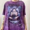 Dragonfly Fairy Print Round Callor T-Shirt - Modakawa modakawa