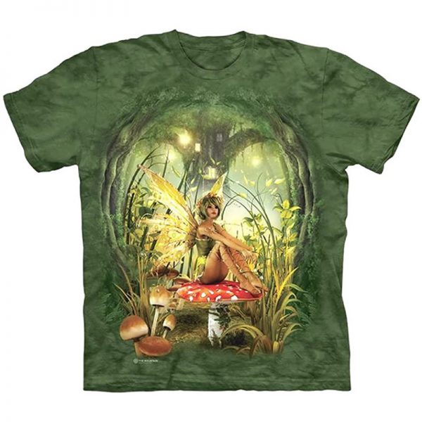 Dragonfly Fairy Print Round Callor T-Shirt - Modakawa modakawa