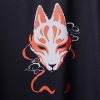 Vintage Sakura Fox Crane Print Casual T-Shirt - Modakawa modakawa