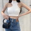 Irregular Pure Color Crop Top - Modakawa Modakawa