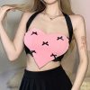 Sexy Bow Decor Love Heart Colorblock Halter Tank Top - Modakawa Modakawa