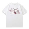 Cartoon Bunny Milk Tea Print Casual T-Shirt - Modakawa modakawa